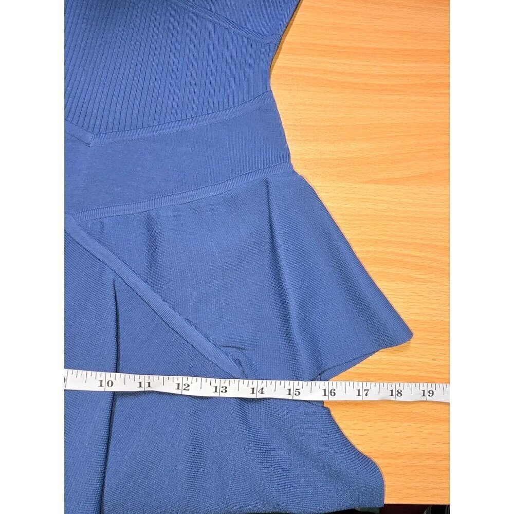 Parker Dress XS Drop Waist Peplum Tiered Blue Stretch Comfort Eyelet Open Knit - Picture 13 of 15